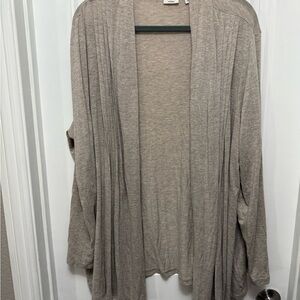 Light Taupe w Gold Metallic Open Front Cardigan